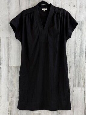 Ann Mashburn Sz M Libby Dress Black Linen Trapunto